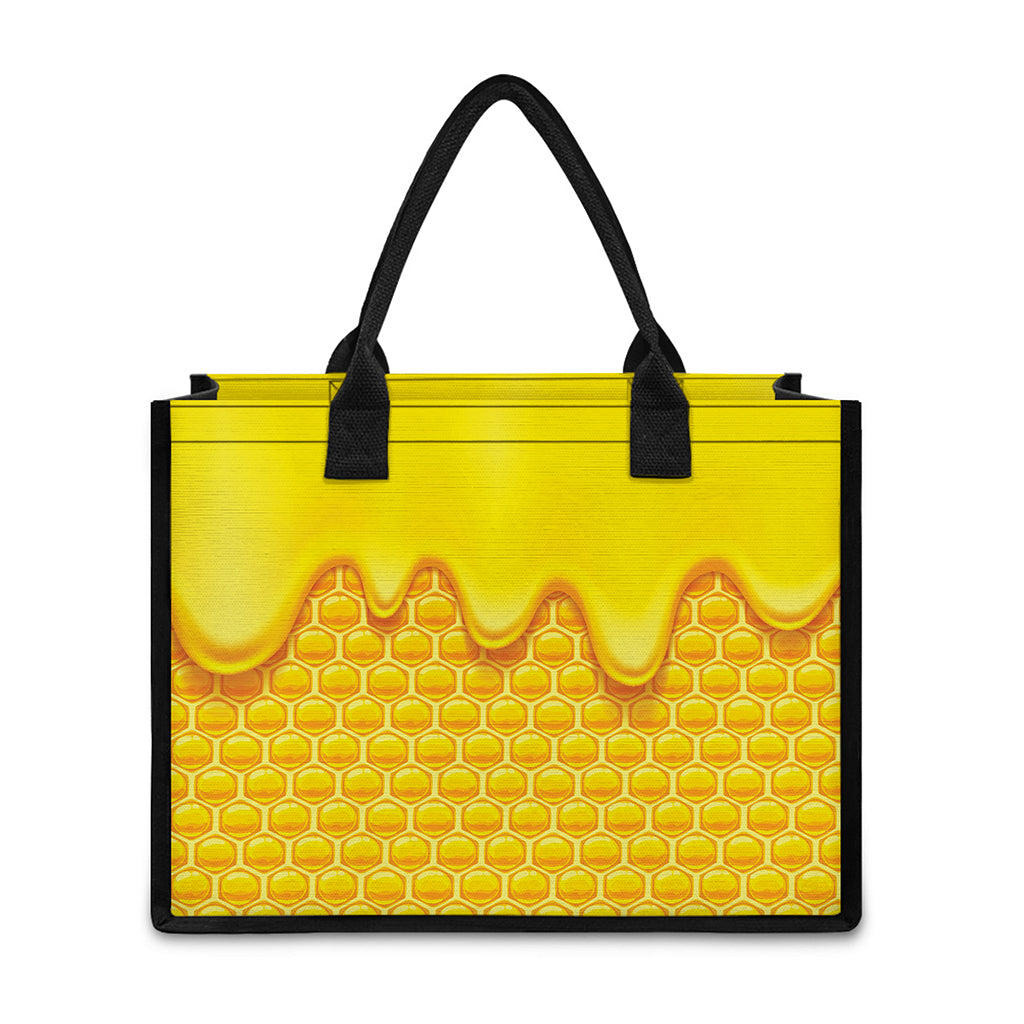 Sweet Honey Honeycomb Print Canvas Tote Bag