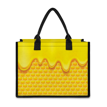 Sweet Honey Honeycomb Print Canvas Tote Bag