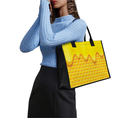Sweet Honey Honeycomb Print Canvas Tote Bag
