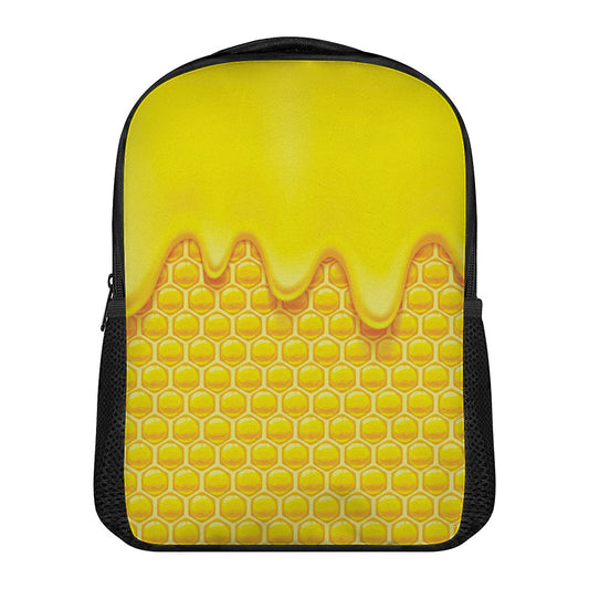 Sweet Honey Honeycomb Print Casual Backpack