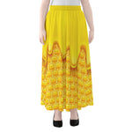 Sweet Honey Honeycomb Print Chiffon Maxi Skirt