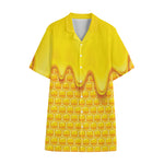 Sweet Honey Honeycomb Print Cotton Hawaiian Shirt