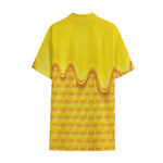 Sweet Honey Honeycomb Print Cotton Hawaiian Shirt
