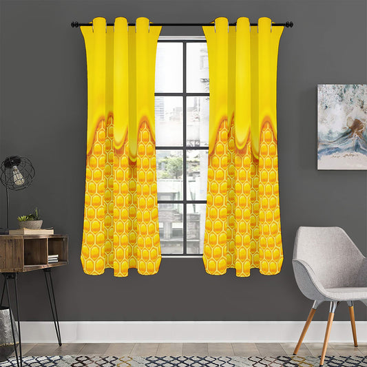 Sweet Honey Honeycomb Print Curtain