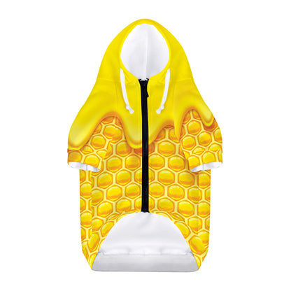 Sweet Honey Honeycomb Print Dog Zip Up Hoodie