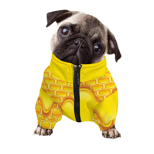 Sweet Honey Honeycomb Print Dog Zip Up Jacket
