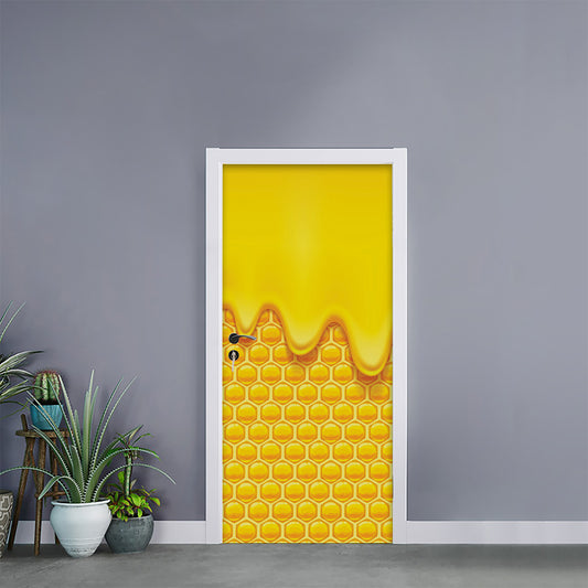 Sweet Honey Honeycomb Print Door Sticker