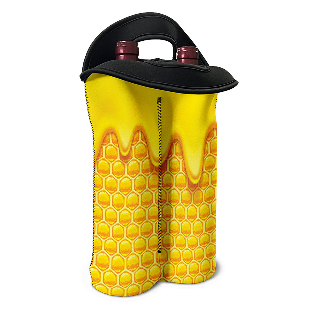 Sweet Honey Honeycomb Print Double Neoprene Wine Tote