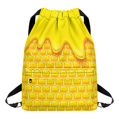 Sweet Honey Honeycomb Print Drawstring Backpack