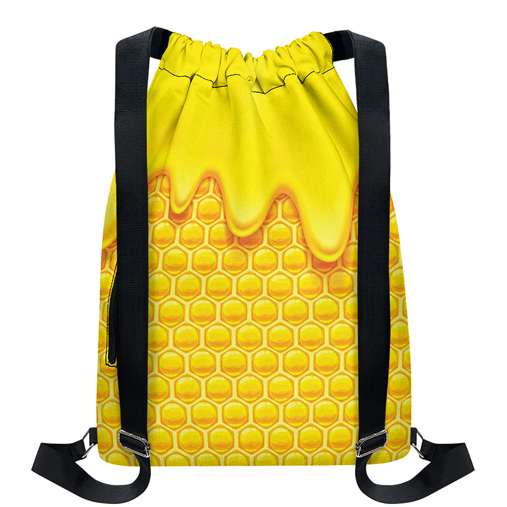 Sweet Honey Honeycomb Print Drawstring Backpack