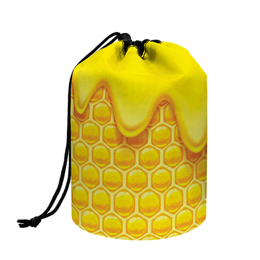 Sweet Honey Honeycomb Print Drawstring Makeup Bag