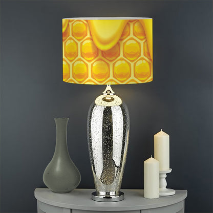 Sweet Honey Honeycomb Print Drum Lamp Shade