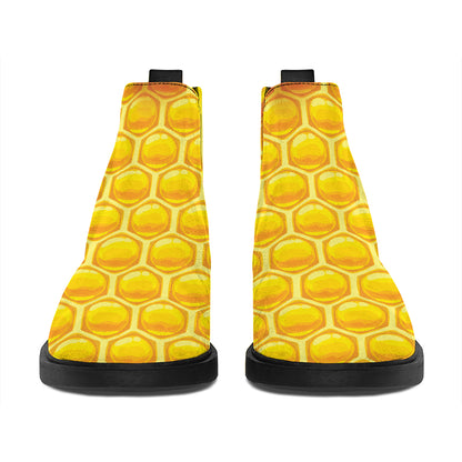 Sweet Honey Honeycomb Print Flat Ankle Boots