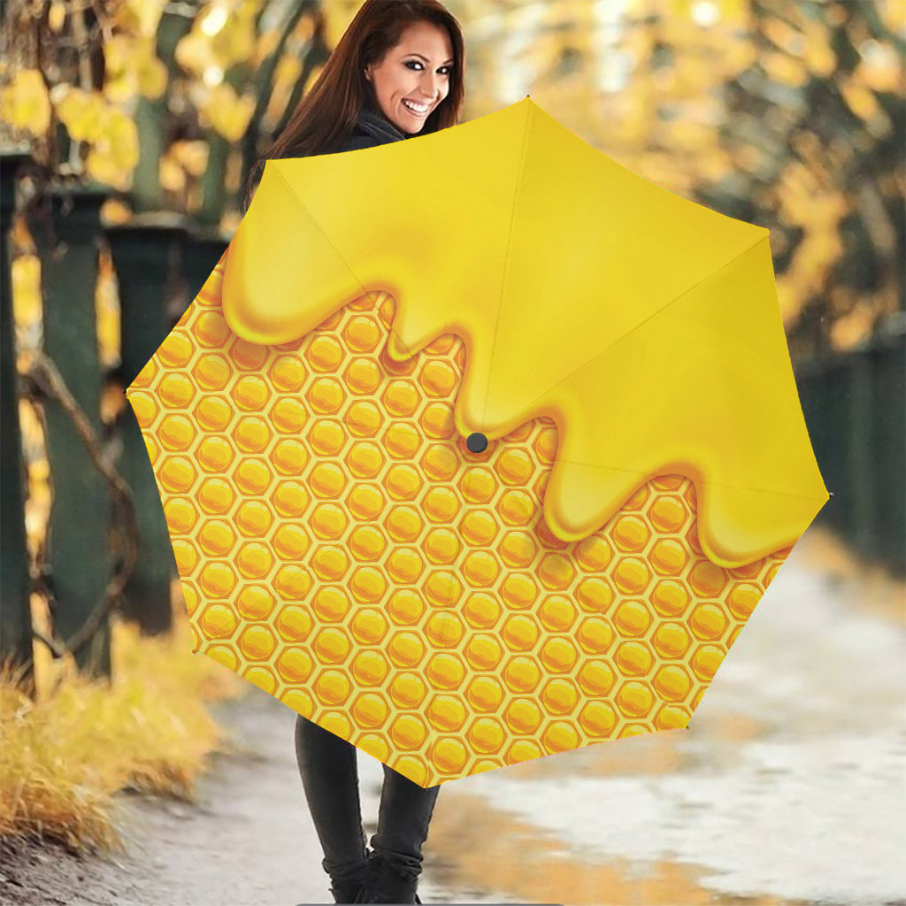 Sweet Honey Honeycomb Print Foldable Umbrella