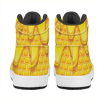 Sweet Honey Honeycomb Print High Top Leather Sneakers