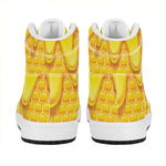 Sweet Honey Honeycomb Print High Top Leather Sneakers