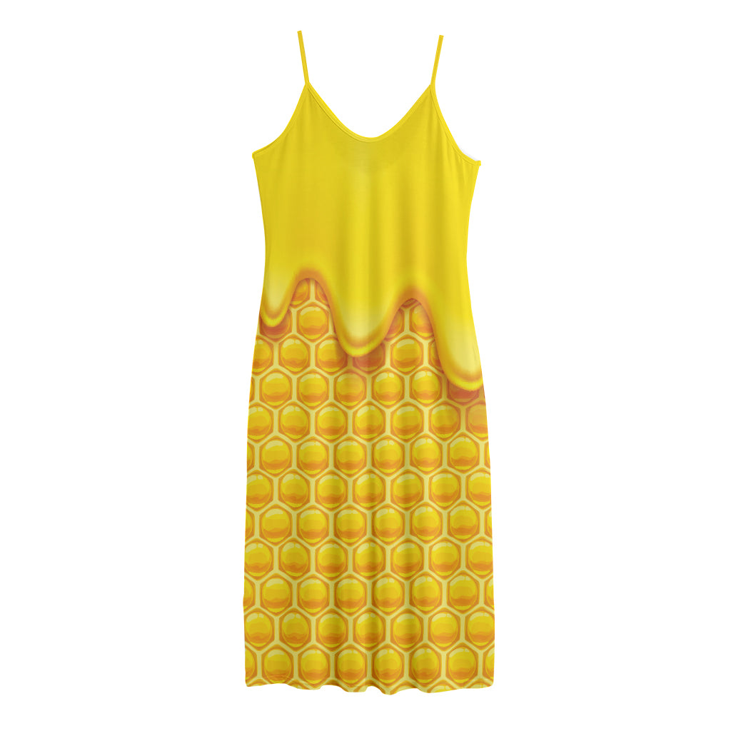 Sweet Honey Honeycomb Print Jersey Midi Cami Dress