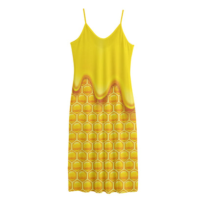 Sweet Honey Honeycomb Print Jersey Midi Cami Dress