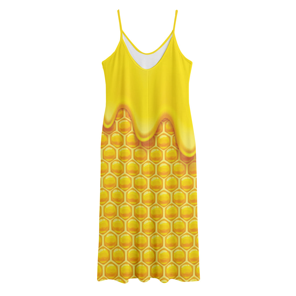Sweet Honey Honeycomb Print Jersey Midi Cami Dress