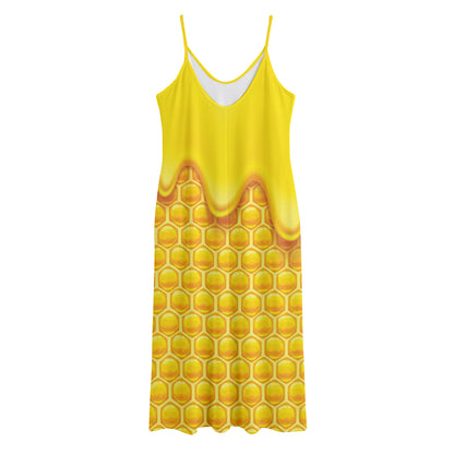Sweet Honey Honeycomb Print Jersey Midi Cami Dress