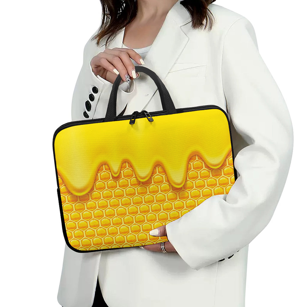 Sweet Honey Honeycomb Print Laptop Sleeve With Handle