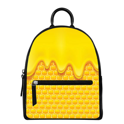 Sweet Honey Honeycomb Print Leather Backpack