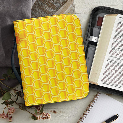 Sweet Honey Honeycomb Print Leather Bible Cover