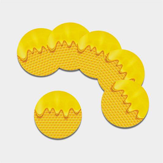 Sweet Honey Honeycomb Print Leather Coaster Set