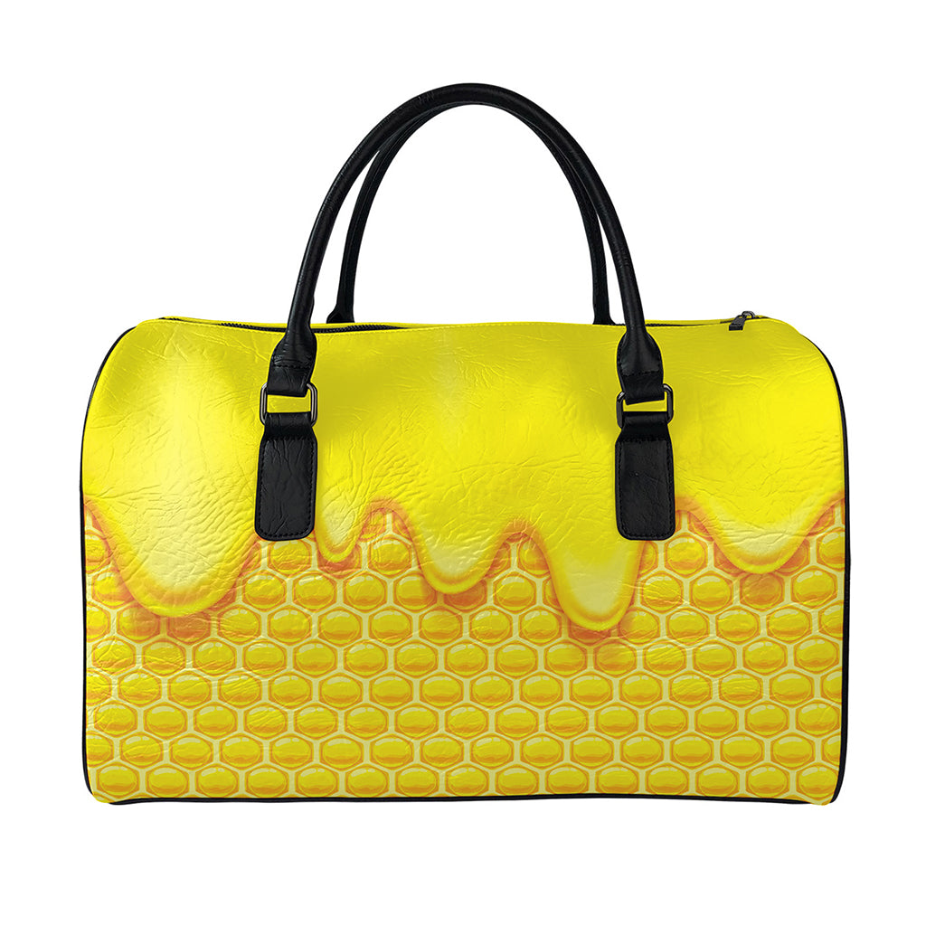 Sweet Honey Honeycomb Print Leather Duffle Bag
