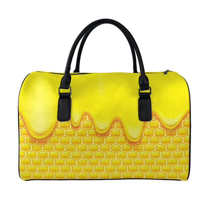 Sweet Honey Honeycomb Print Leather Duffle Bag