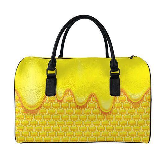 Sweet Honey Honeycomb Print Leather Duffle Bag