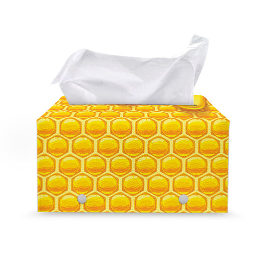 Sweet Honey Honeycomb Print Leather Tissue Box Cover