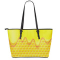 Sweet Honey Honeycomb Print Leather Tote Bag With Zipper