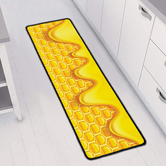 Sweet Honey Honeycomb Print Long Kitchen Mat