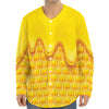 Sweet Honey Honeycomb Print Long Sleeve Baseball Jersey