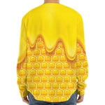 Sweet Honey Honeycomb Print Long Sleeve Baseball Jersey