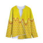 Sweet Honey Honeycomb Print Long Sleeve Short Coat