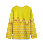 Sweet Honey Honeycomb Print Long Sleeve Short Coat