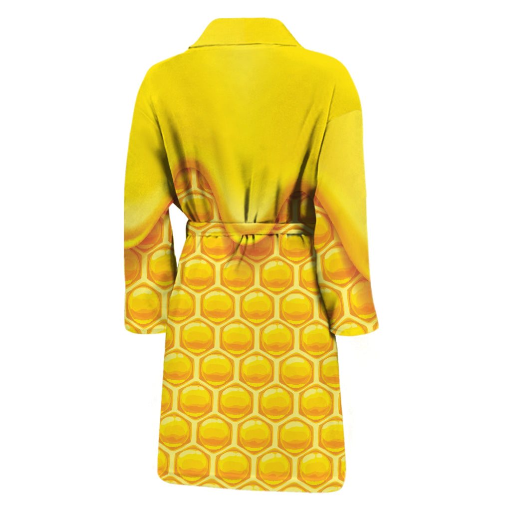 Sweet Honey Honeycomb Print Men's Bathrobe