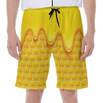 Sweet Honey Honeycomb Print Men's Beach Shorts