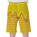Sweet Honey Honeycomb Print Men's Beach Shorts