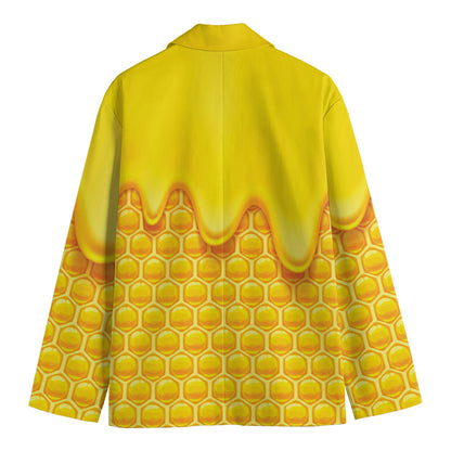 Sweet Honey Honeycomb Print Men's Blazer