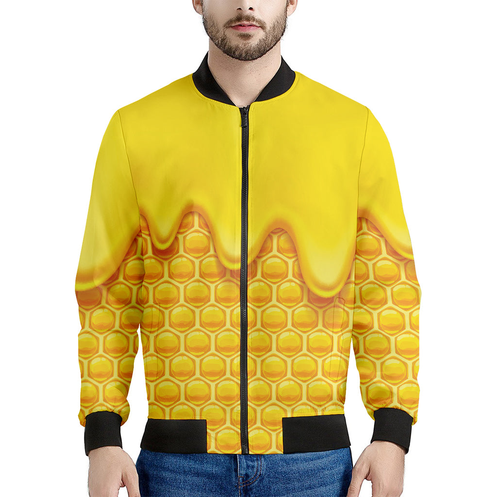 Sweet Honey Honeycomb Print Men's Bomber Jacket