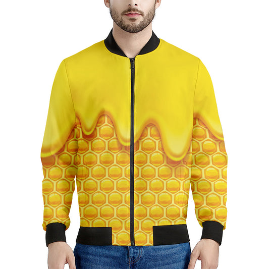 Sweet Honey Honeycomb Print Men's Bomber Jacket