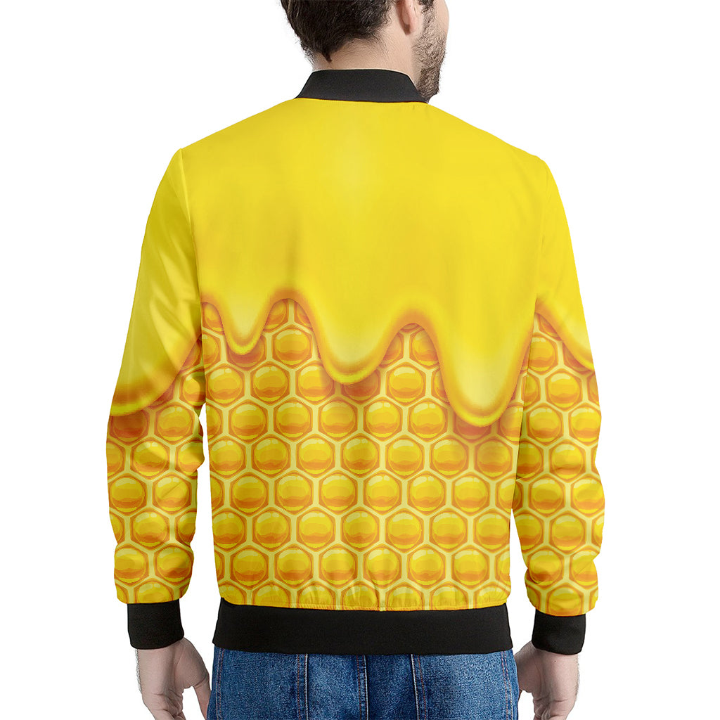 Sweet Honey Honeycomb Print Men's Bomber Jacket