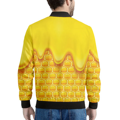 Sweet Honey Honeycomb Print Men's Bomber Jacket