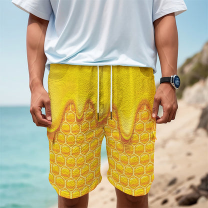 Sweet Honey Honeycomb Print Men's Cargo Shorts