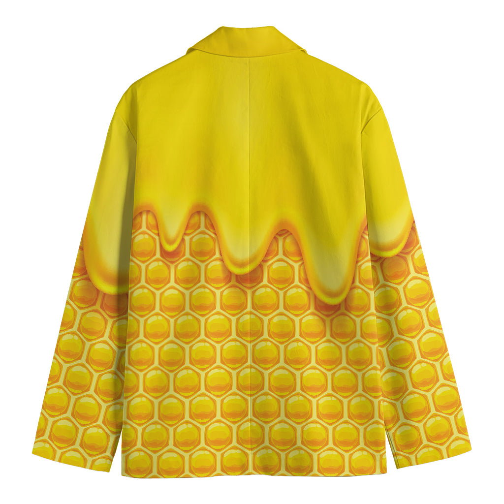 Sweet Honey Honeycomb Print Men's Cotton Blazer