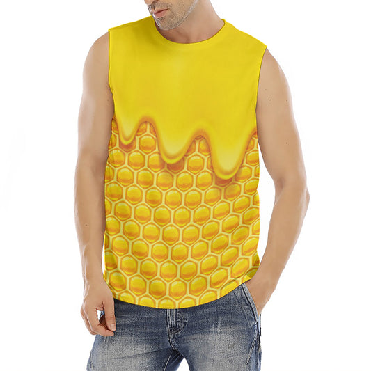 Sweet Honey Honeycomb Print Men's Fitness Tank Top