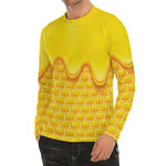 Sweet Honey Honeycomb Print Men's Long Sleeve Rash Guard